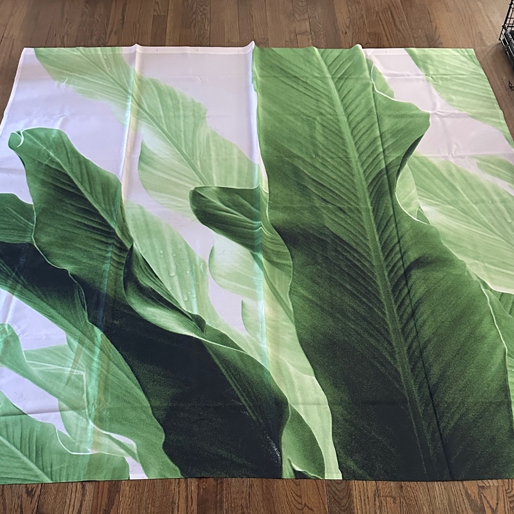 Green Leaf Print Shower Curtain